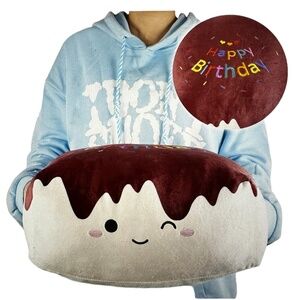 Birthday Ice Cream Cake Plush Square 14 in for Girl or Boy